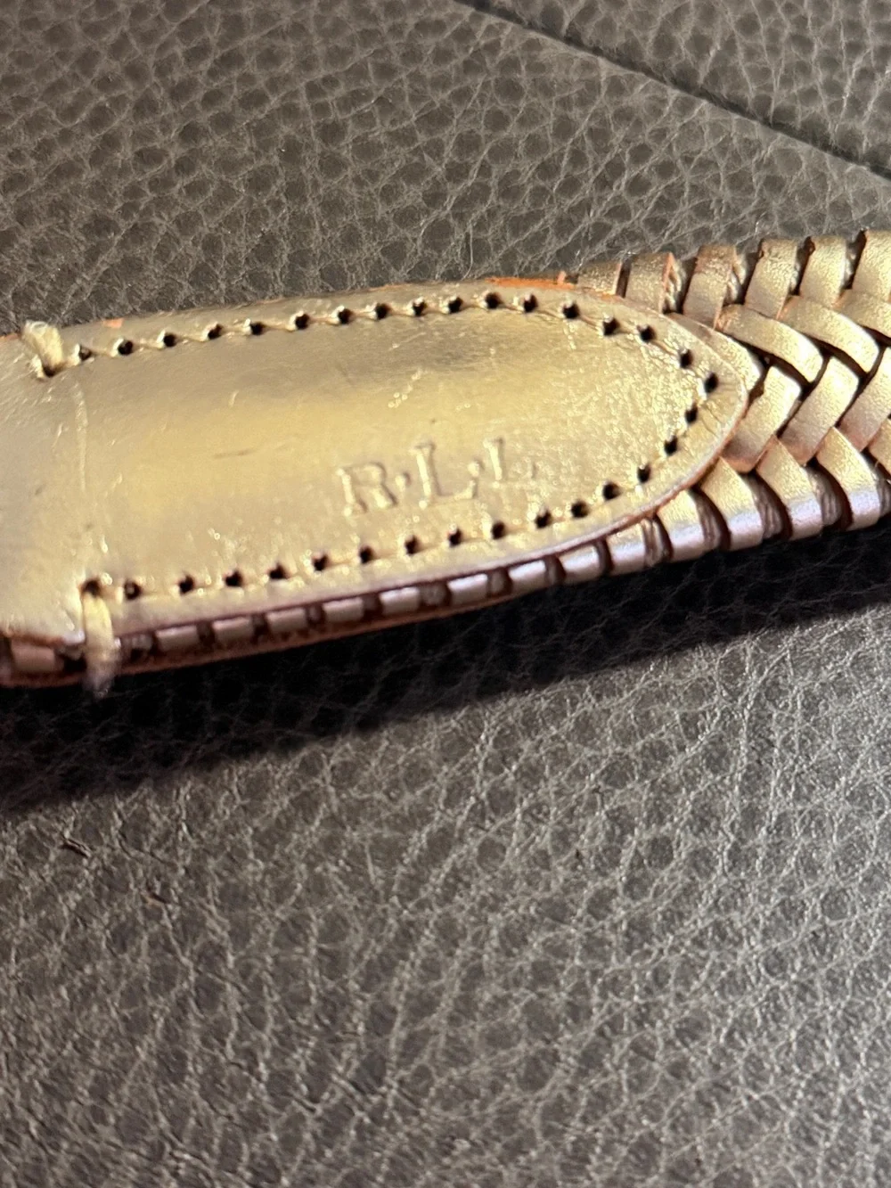 Ralph Lauren Gold-Tone Toggle Charm with Brown Leather Strap